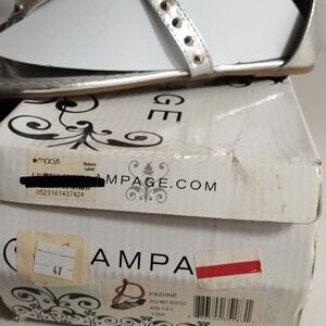 Woman sandals size 7.5 m silver by rampage zipper in back flat